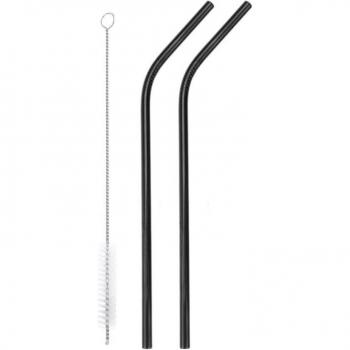 Metal Barware Straws Set - Bent or Straight with Cleaner Brush