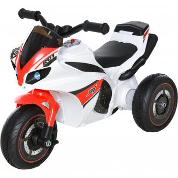 HOMCOM Kinder-Motorad Rutscher Kinderfahrzeug, Rutscherfahrzeug mit Musik, für 18-36 Monate, Weiß, 74x39x48 cm