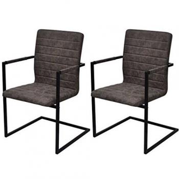 VidaXL Freischwinger 2 Stk. Braun Kunstleder