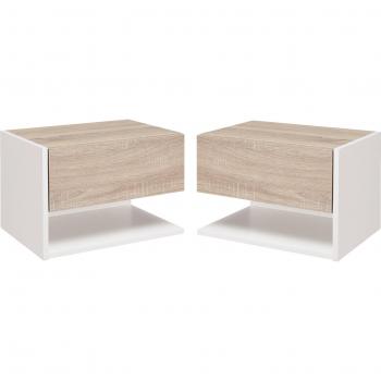Set 2 Comodini Sospesi in Truciolato Nero per Camera da Letto e Soggiorno, 40x30x19.5 cm, Nero