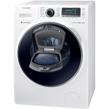 Samsung WW80K7605OW White Front-Load Washing Machine with Left Hinge Door and LED Touch Controls