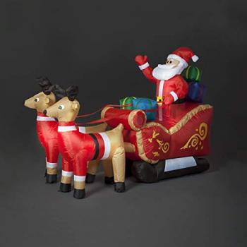 2.4m Inflatable Santa Sleigh & Reindeer Christmas Decoration