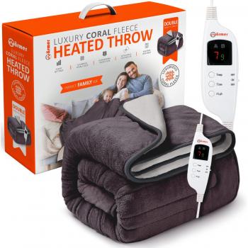 Double Electric Heated Throw - Black / 200cm