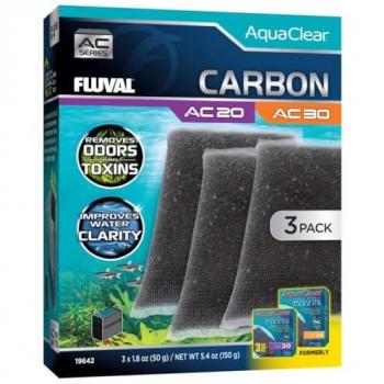 Carga de Carbón Activo para filtros de acuario Fluval AquaClear AC20/30, 3 piezas