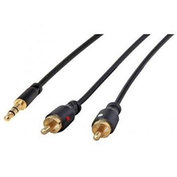 S/CONN maximum connectivity Smartphone-Tablet PC-Zubehör-Super Slim Audiokabel, 3,5mm Stereo Mini-Stecker auf 2x Cinchstecker, vergoldete Kontakte, Rundkabel, schwarz, 1,5m (33983-S)
