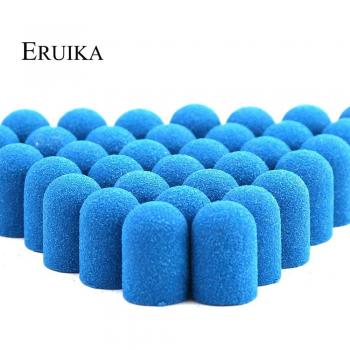 20pcs Blue Plastic Nail Sanding Caps - 16x25mm for Manicure Tools