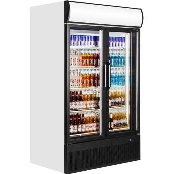 Tefcold FSC1200H White Double‑Hinged Glass Door Fridge