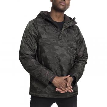 Herren TB1802 Urban Classics Windbreaker – gepolsterter Camo‑Pull‑Over mit Bauchtasche, verstellbarem Kopfbereich (M, darkolive)