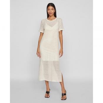 Vestido Midi Adella con Forro Beige y Detalle de Encaje