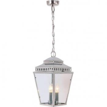 Lanterna a Catena da Soffitto Esterno 3 Luci Nichel Lucido IP44 E14 - Mansion House