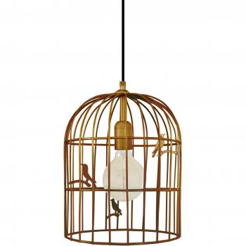 Cage à oiseaux suspendue lanterne métallique dorée