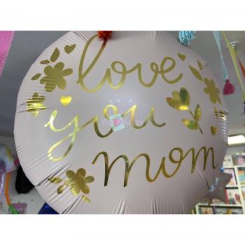 Luftballon Love you Mom - 35 cm rund rosa-gold