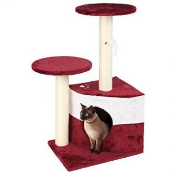 Wiltec Kratzbaum 71 cm, Rot – Katzenkletterbaum mit mehreren Ebenen