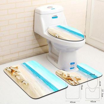3pcs Flamingo Butterfly Toilet Seat Cover Set with Contour Rug and Bath Mat