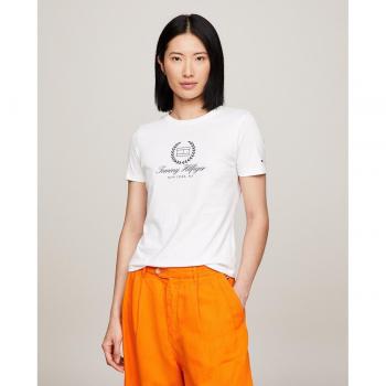 Camiseta Slim para mujer Tommy Hilfiger con logo blanco