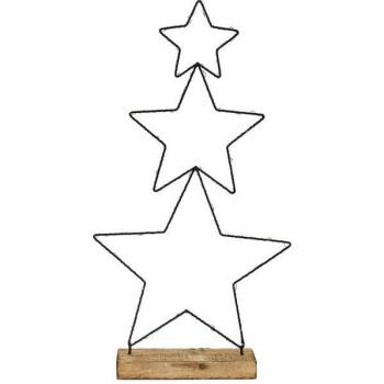 ECD Germany 3x Étoiles Décoratives de Noël – 40 LED, Noir, éclairage blanc chaud, métal
