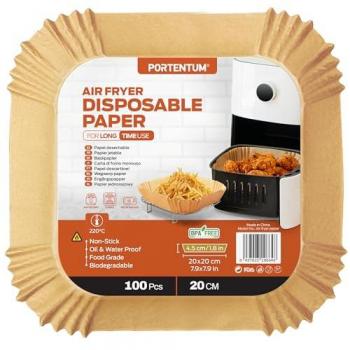 Portentum Papier cuisson air fryer – 5 à 8 L, 100 feuilles, sans BPA