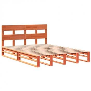 Bed Frame without Mattress Wax Brown 160x200 cm Solid Wood Pine Vidaxl