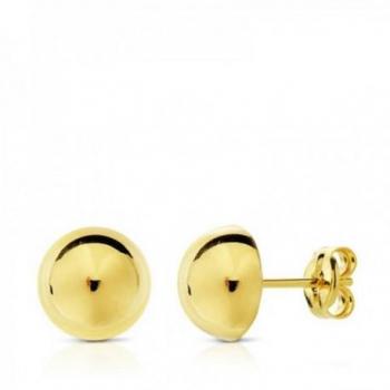 Pendientes oro 9k para niña, 8 mm, bola lisa con cierre de presión
