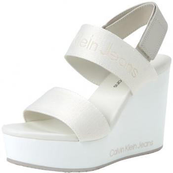 Calvin Klein Sandalias con Toma de Nudos Wedge 0GI Creamy White Eggshell