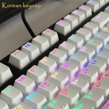 Keycaps de jeu 104 touches, rétroéclairés, russe/coréen, blanc et noir