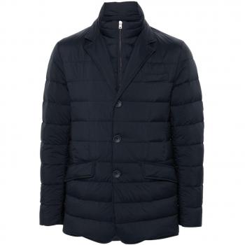 Herno Men's Blue Quilted Winter Jacket, Size 2XL