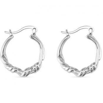 Women's Elk & Bloom Chunky Twisted Silver Hoops
