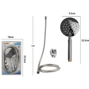 Kit de Ducha con Rociador Redondo y Soporte de 1,8 m