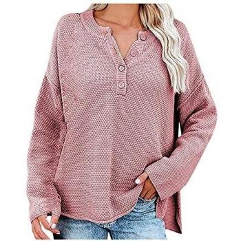 Wave166 Damen Langarm‑Pullover – Modisches Streetwear‑Sweatshirt mit Button‑Details und Rundhals