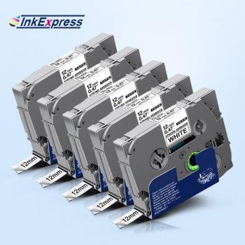 5PK TZe-S231 Black on White Label Tape for Brother P-touch