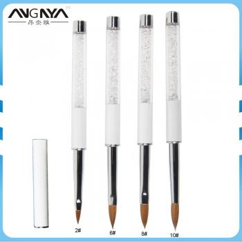 ANGNYA Nail Art Brushes Set - Kolinsky Sable, Sizes 2, 6, 8, 10