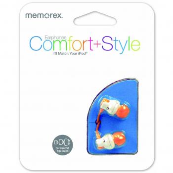 Memorex Silicone Comfort Tip Ear-Bud Headphones Orange