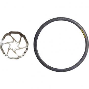 Complete Bike Tire and Brake Kit: 160mm Disc Rotor, 7-Speed Freewheel (14-28T)
