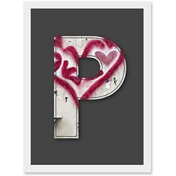 Artery8 P‑Heart Cream Street Art Print – White Frame A4