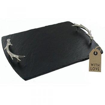 Antler‑Grip Slate Serving Tray, Medium – Gift Ready