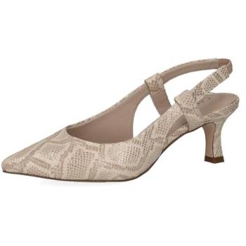 Pumps de cuero Caprice con tacón trapezoidal dorado, tamaño 36, estilo slingback