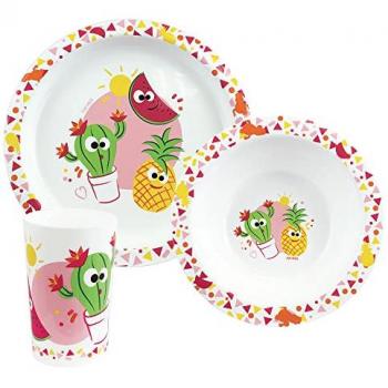Ensemble repas Les Amis Fruits – assiettes, bols et verres rouges 220 ml