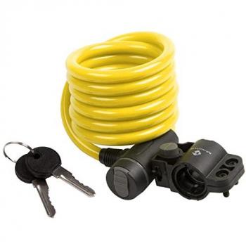 M-wave Bloccaggio cavo a spirale 1800x10mm giallo con clip reggisella e cappuccio