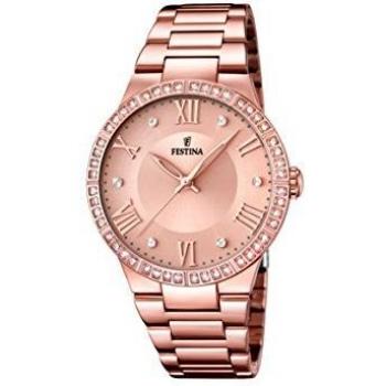 Festina F16721/2 – Damen Analog‑Quarz‑Uhr im rosa Boyfriend‑Design, 37 mm, Edelstahlarmband