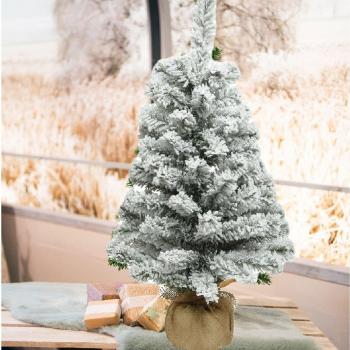 Decoris Künstlicher Weihnachtsbaum im Jutesack 60 cm Grün / Weiß