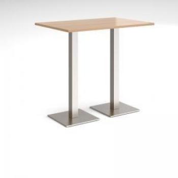 Brescia Rectangular Poseur Table with Flat Square Brushed Steel Bases, 1200 mm × 800 mm (Beech Finish)