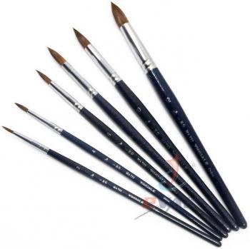 Top Quality Weasel Hair Round Head Paint Brushes - 6 Pack