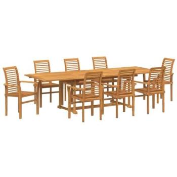 Brown Teak Teakwood Garden Table & Chairs Set