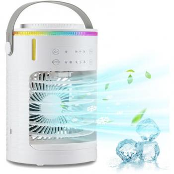 CYSLMUK Mini‑Klimaanlagenventilator – 2–8h Zeitschaltuhr, bunte LED‑Leuchte