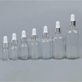10pcs/lot 5ml to 50ml lab clear round glass refined oil bottle with droppers