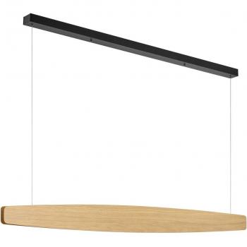 Lámpara LED colgante Quitani Persida, 148 cm, acabado roble, 2.700 K
