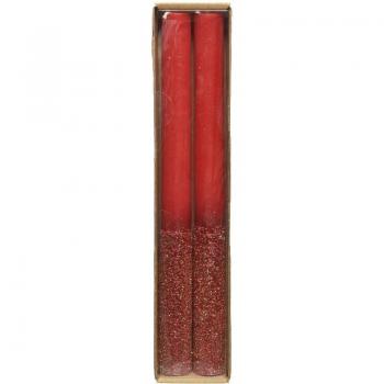 Candele Glitter Rosso Alta 25 cm