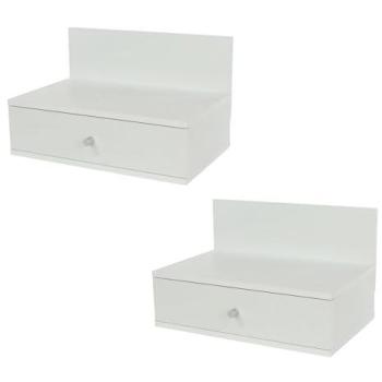 White Kelly Double Wall‑Mounted Nightstand with Drawer