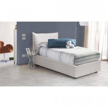 Letto Anathema Contenitore Ecopelle 80x190 Bianco – Made in Italy