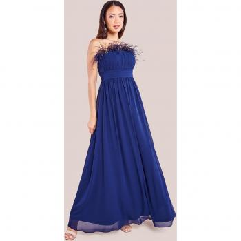 Goddiva Navy Chiffon Bridesmaid Maxi Dress